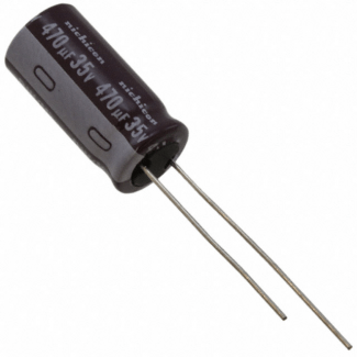 Condensador 35v 470µf electrolítico radial 16x10mm.