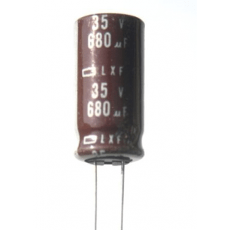 Condensador 35v 680µf electrolítico radial 20x10mm.